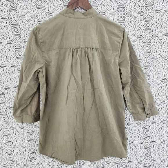 J. Jill Mock Neck Button Up Green Women's Shirt M - Picture 2 of 9